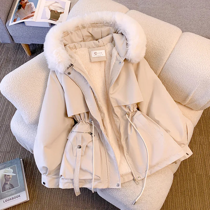Women Winter Fur Puffer Jackets Thick Warm Loose Oversize
