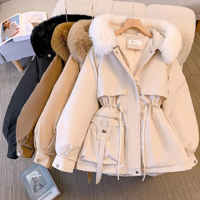 Women Winter Fur Puffer Jackets Thick Warm Loose Oversize